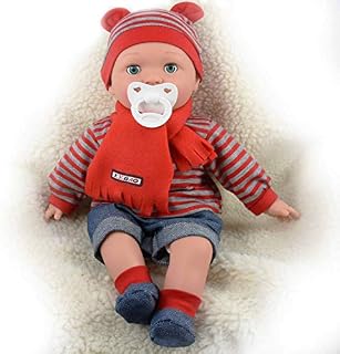 The Magic Toy Shop Bibi Doll - 16" Realistic Lifelike Baby Dolls With Freckles Soft Body Vinyl Doll with Sounds and Dummy (Boy Doll)