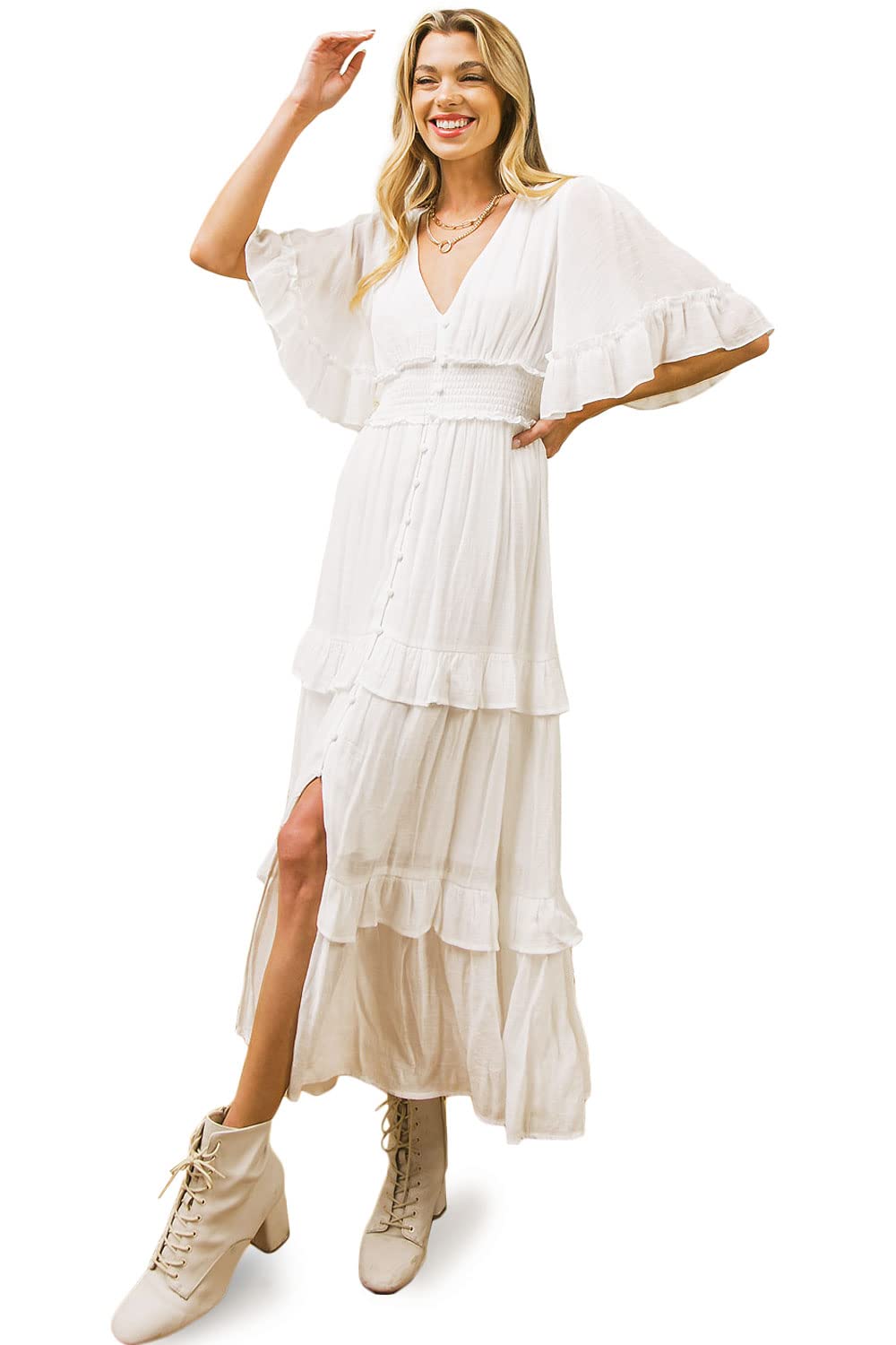 A. Calin by Flying TomatoWomen's Woven A-line Maxi Dress