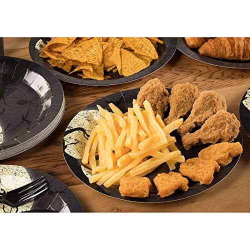 BLUE PANDA Halloween Party Supplies, Paper Plates Full Moon and Bat Design (9 In, 80 Pack)