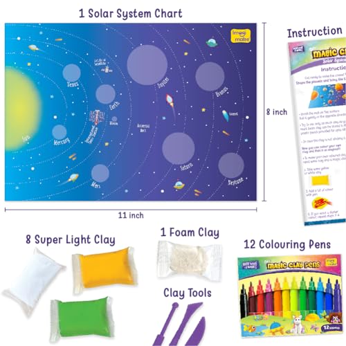 Image of Imagimake Magic Clay | Colour & Create | Solar System Craft Kit |DIY School Projects | Art & Craft Kit | Make 10 Super Clay Creations | Birthday Gift for 5,6,7,8 Year Old Girls & Boys, Multicolor