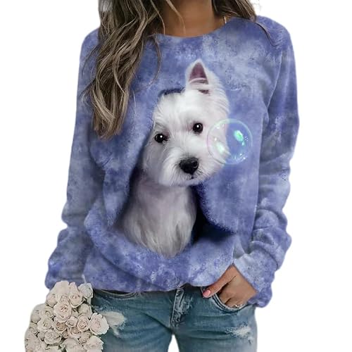 Namufeitrade Cute Dog Sweatshirt Animal 3D Printed Sweatshirt Women Fashion O-Neck Long Sleeve Y2k Oversized Pullover Tops Women's Clothing