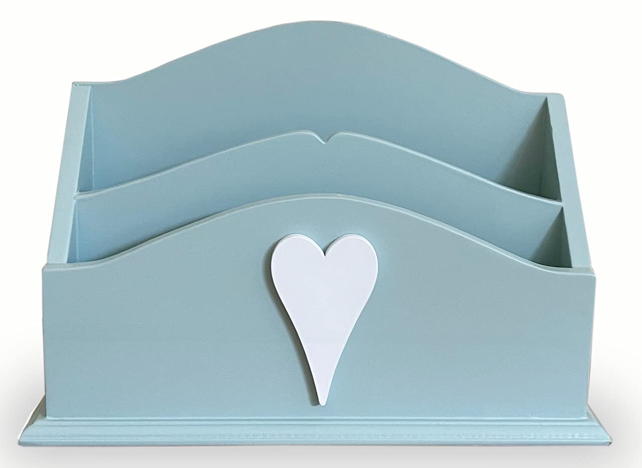 GreyZouq Duck Egg Blue Letter Rack with Heart