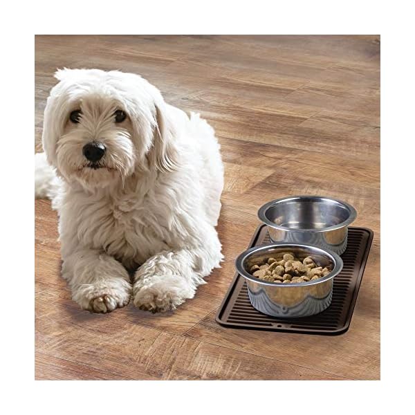 mDesign-Premium-Quality-Pet-Food-and-Water-Bowl-Feeding-Mat-for-Dogs-and-Puppies-Waterproof-Non-Slip-Durable-Silicone-Placemat-Raised-Edges-Food-Safe-Non-Toxic-Small-Espresso-Brown Feeding Mat for Dogs and Puppies