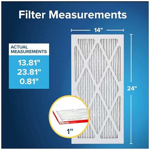 Image of Filtrete 14x24x1 Air Filter, MERV 11, MPR 1000, Allergen Defense, 3-Month AC and Furnace Filter, Easy on Air Flow, 6 HVAC Filters (Actual Size 13.81x23.81x0.81 in)