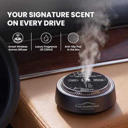 Image of HomeEssentials Smart Car Air Freshener Diffuser, Automatic Fragrance Diffuser for Car, Adjustable Scent Intensity, USB Rechargeable, Quiet Aromatherapy Air Freshener for Car, SUV