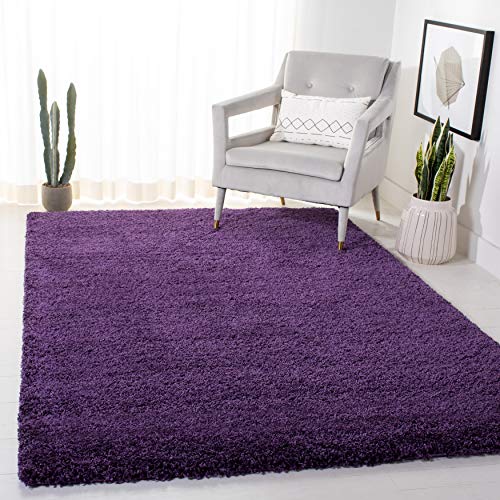 Safavieh Milan Shag Collection SG180 Solid 2-inch Thick Area Rug, 5'1" x 8', Purple