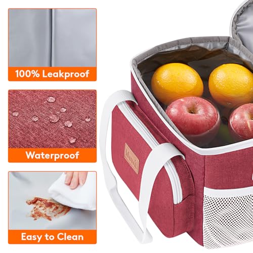 Image of Lifewit Medium Lunch Bag, Insulated Lunch Box, Soft Cooler Cooling Tote for Adult Men Women, White and Red12-Can (9L)