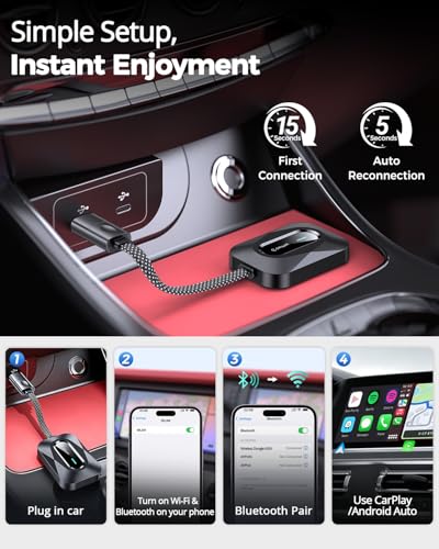 Image of Wireless CarPlay Adapter, 2-in-1 Wired to Wireless Dongle for Apple CarPlay & Android Auto, Seamless Auto-Reconnect, No Delay, Stable Signal for Maps & Calls, 2026 Upgraded Version