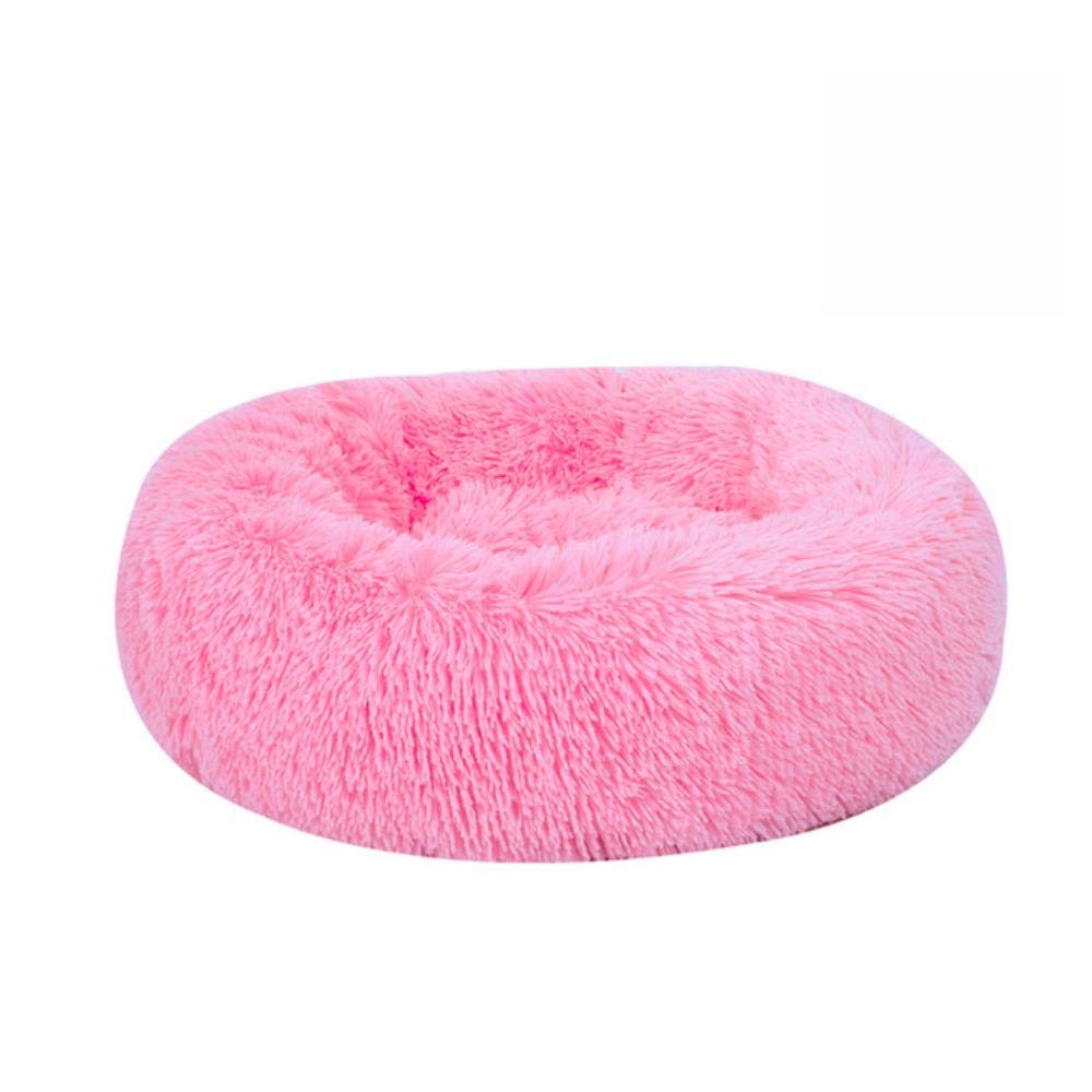 Lit rond pour chat et chien lavable rose de 50cm pour maison animal