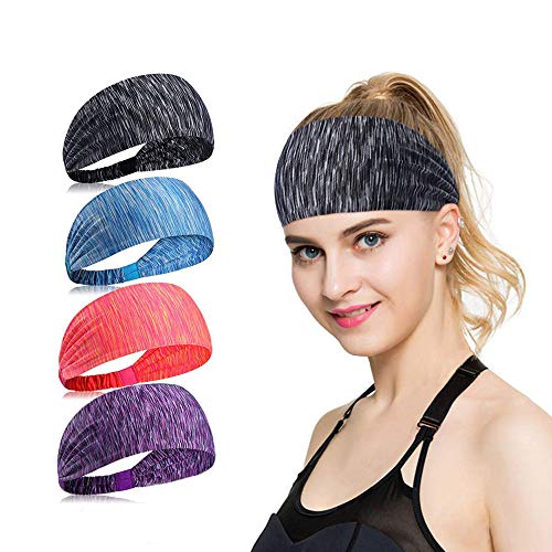 LERTREE 4 Pack Women's Yoga Hair Band Sports Headband Women Men Knotted Turban