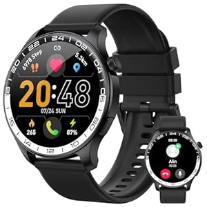 Military Smart Watch for Men Answer/Make Calls, 40mm AMOLED Smartwatch, IP68 Waterproof and 110+ Sport Modes Fitness Watch with Heart Rate/Sleep/SpO2 Monitor, Watch for Android iOS Phones compatible