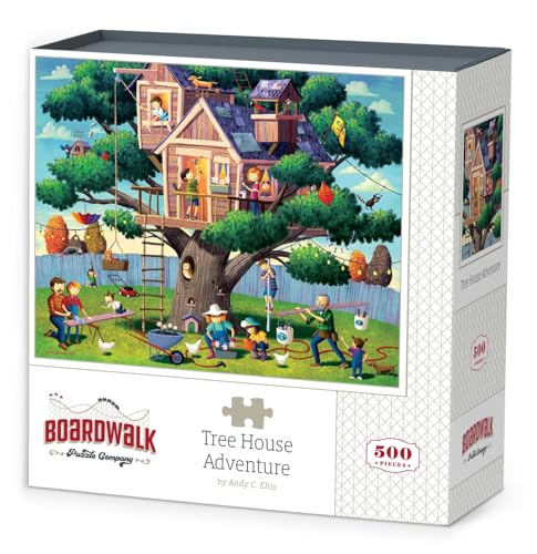 Puzzle Boardwalk Puzzle Company Tree House Adventure 500 Piezas | Arte Exclusivo de Andy C. Ellis, Corte de Precisión, Piezas Ajustables, Para Adultos miniatura 1