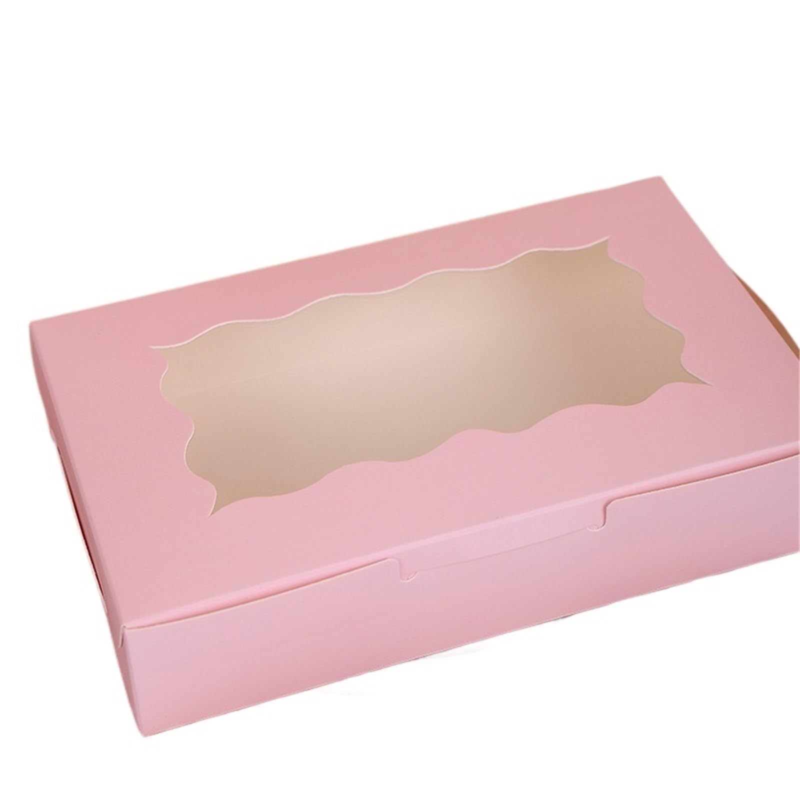 XPJYUA Bakery Boxes with Clear Window Kraft Paper Cake Candy Boxes Rectangle Open Window Wedding Jewelry Chocolate Baking Party(Pink,20pcs)