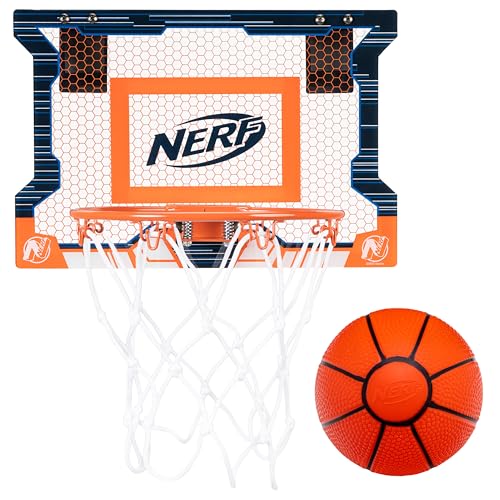 NERF Over the Door Mini Basketball Hoop Set - Pro Hoop Mini Basket Set with NERF Foam Basketball - Steel Rim Great for Dunking - Perfect Bedroom + Office Accessory