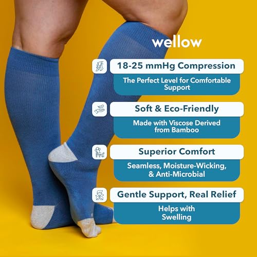 Image of Wellow Wide Calf Knee High Compression Socks 18-25 mmHg