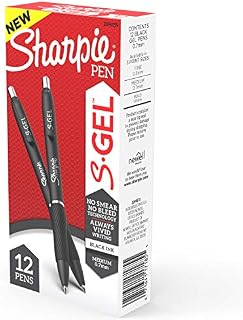 Sharpie S-Gel, Gel Pens, Medium Point (0.7mm), Black Ink Gel Pen, 12 Count