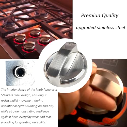 Image of Gas Cooktop 813396 Stainless Steel Knobs Range Burner Knob Replaces 813396, 805071, 808472 (5 Packs)