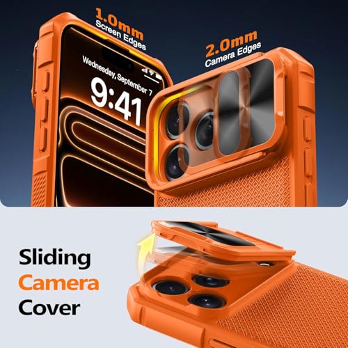 Image of Magnetic for iPhone 17 Pro Max Case with Privacy Screen Protector[Fit for Magsafe][Slide Camera Cover][Kickstand][Military Grade Protection]Shockproof Rugged Case for iPhone 17 Pro Max Orange
