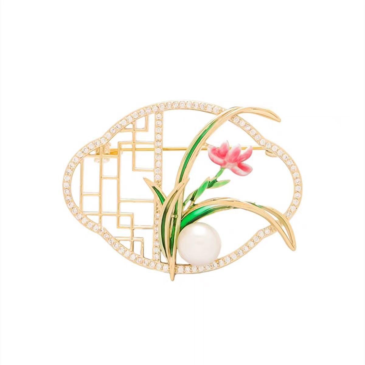carl vinson Pearl Flower Brooch for Women | Floral Corsage Lapel Pin Accessory-picture-26