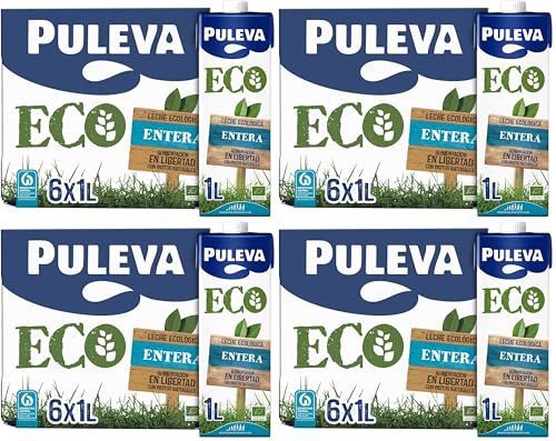 Leche ecológica Puleva ECO Entera brik 1L – Caja 6 litros (Paquete de 4)