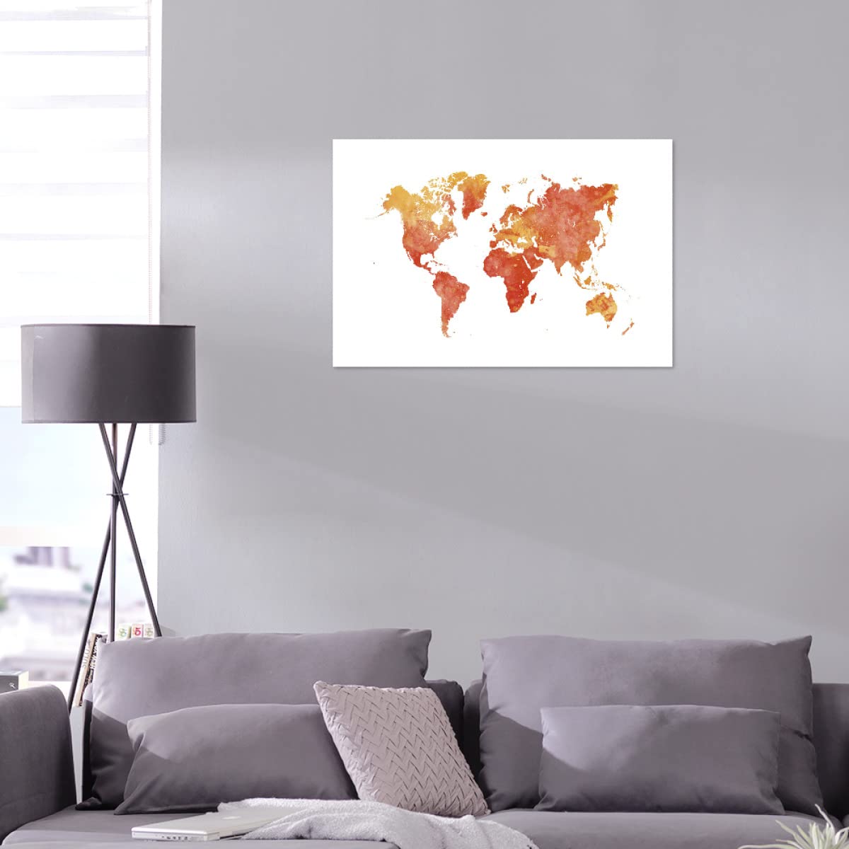 artboxONE Alu-Print 30x20 cm Watercolor World map-p von Künstler Paul Rommer