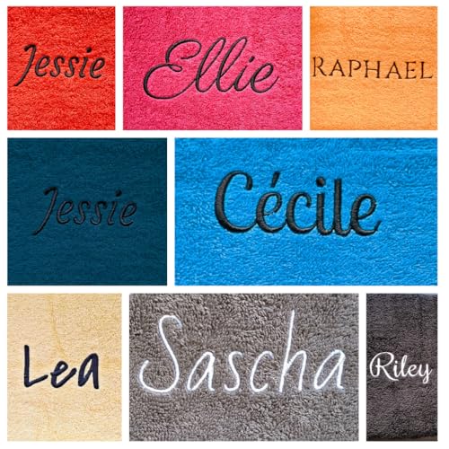 Pet-Jos Personalisiertes Badetuch mit Name Schön bestickter Name Personalisiertes Handtuch 140 x 70 cm Baumwolltuch (Dunkelblau)