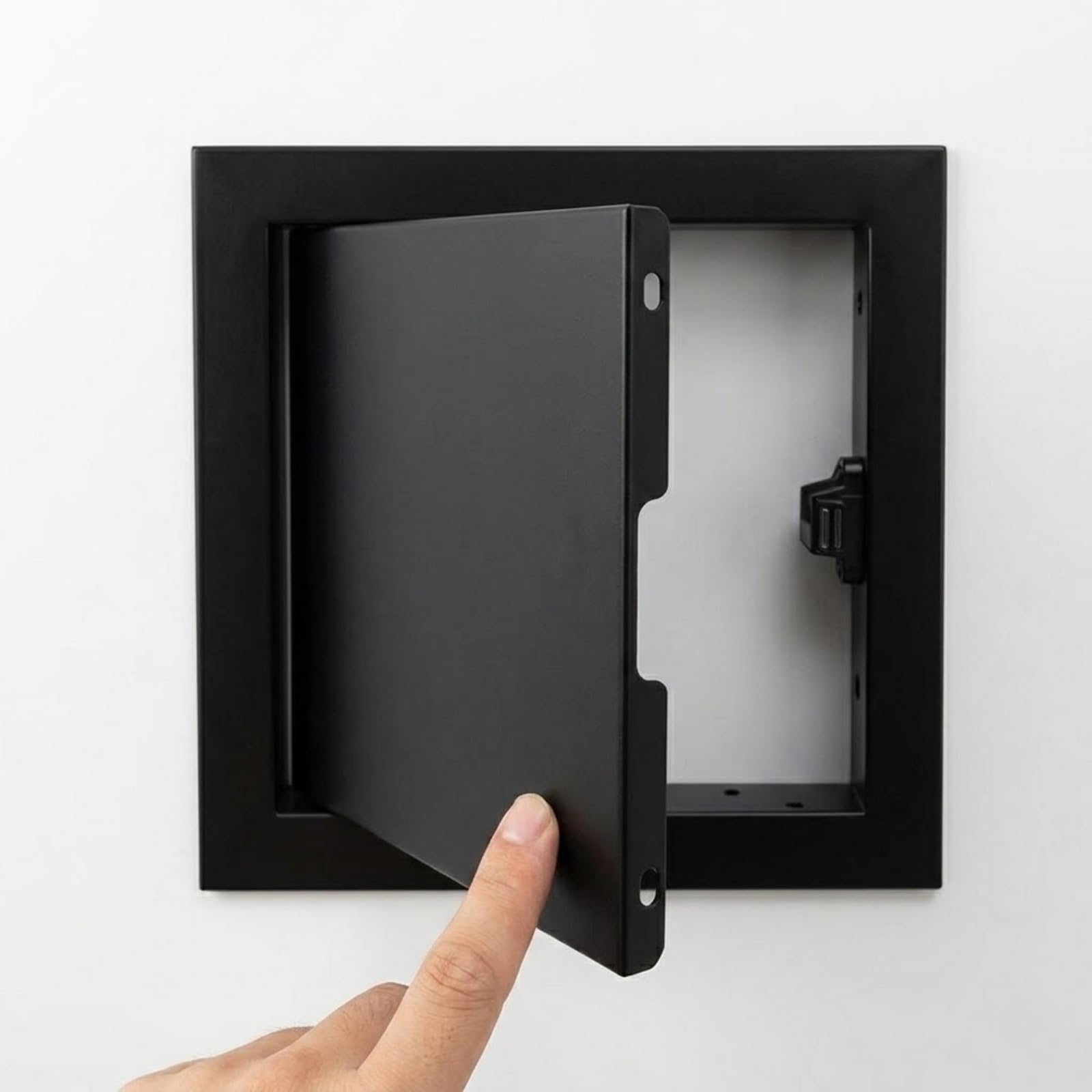 Yqyhnb Black Square Aluminium Access Panel, Flush Fit Inspection Hatch For Wall & Ceiling, Plasterboard Access Panel For Plumbing, Cables & Fuse Box Cover(,350X350mm)