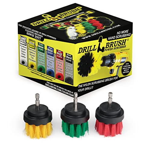 Image of Drill Brush - Grout Cleaner - 2-inch Diameter Multi-Purpose Spin Brush Kit - Kitchen Accessories - Scrub Brush - Cast Iron Skillet - Scrubber - Bird Bath - Shower Cleaner - Bath Mat - Calcium - Rust