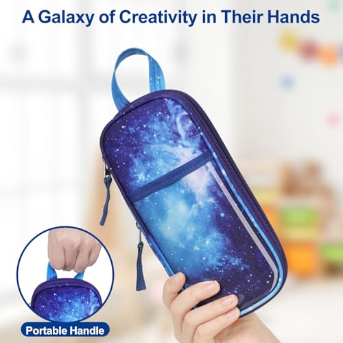 Image of Bagseri Pencil Case for Boys - Expandable Cute Kids Pencil Case | Wide Opening Pencil Pouch Organizer for School Supplies, Cute Kids Pencil Case for Boys, Black Football