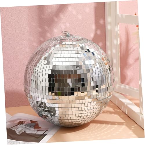 Disco espejado BESTonZON, 1 unidad, con gancho para colgar, acabado plateado brillante, para decoración de fiestas, bodas, KTV y eventos miniatura 4