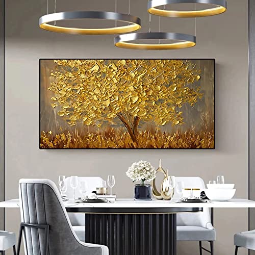 Moderne kunst gouden boom canvas schilderij abstracte posters en prints muurafbeelding voor woonkamer decoratie woondecoratie schilderijen, Wg576,50 x 100 cm zonder frame - Afbeelding 5