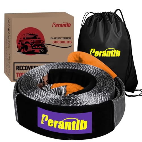 Tow Strap-Heavy Duty Snatch Strap-3' x 30ft (30000LBS) with Carry Bag，Triple Reinforced Loop Straps - Emergency Off Road Towing Rope