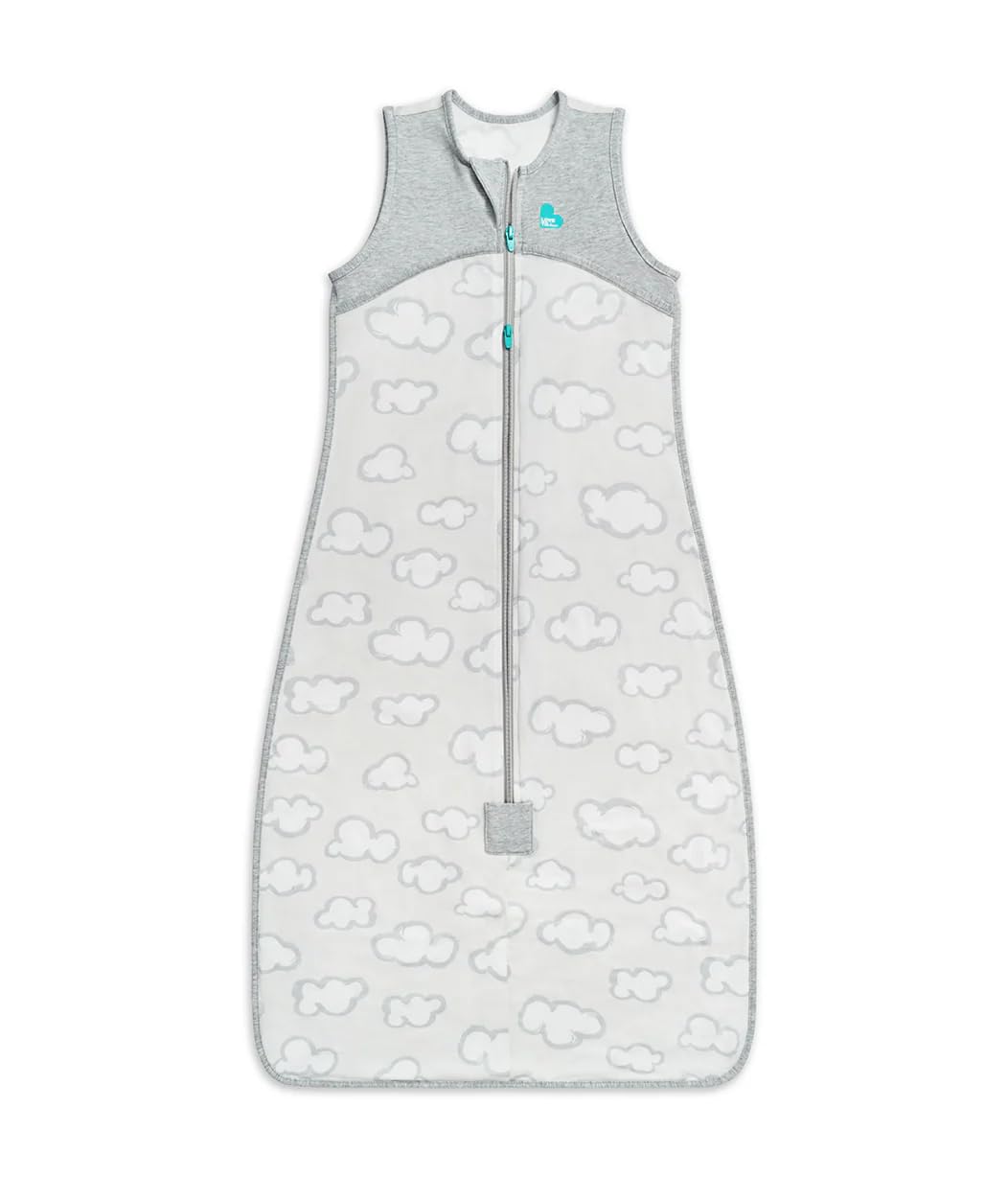 Love To Dream Organic Lite sacco nanna, 6-18 mesi - Grigio | Maniche corte, coperta indossabile leggera | 0,2 Tog per primavera ed estate (24–27°C) | Pile di cotone e doppia cerniera
