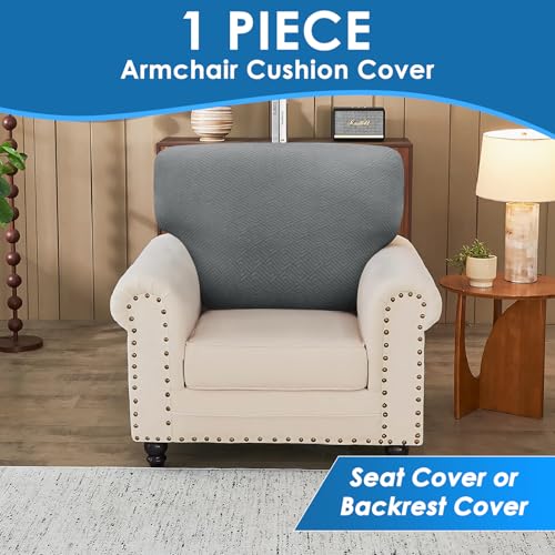XINEAGE Couch Cushion Covers Seat Cushion Cover Thick Stretch Sofa Slipcovers 1 Piece Individual Couch Covers with Elastic Bottom(Single Seat Cushion/Backrest,Light Grey)