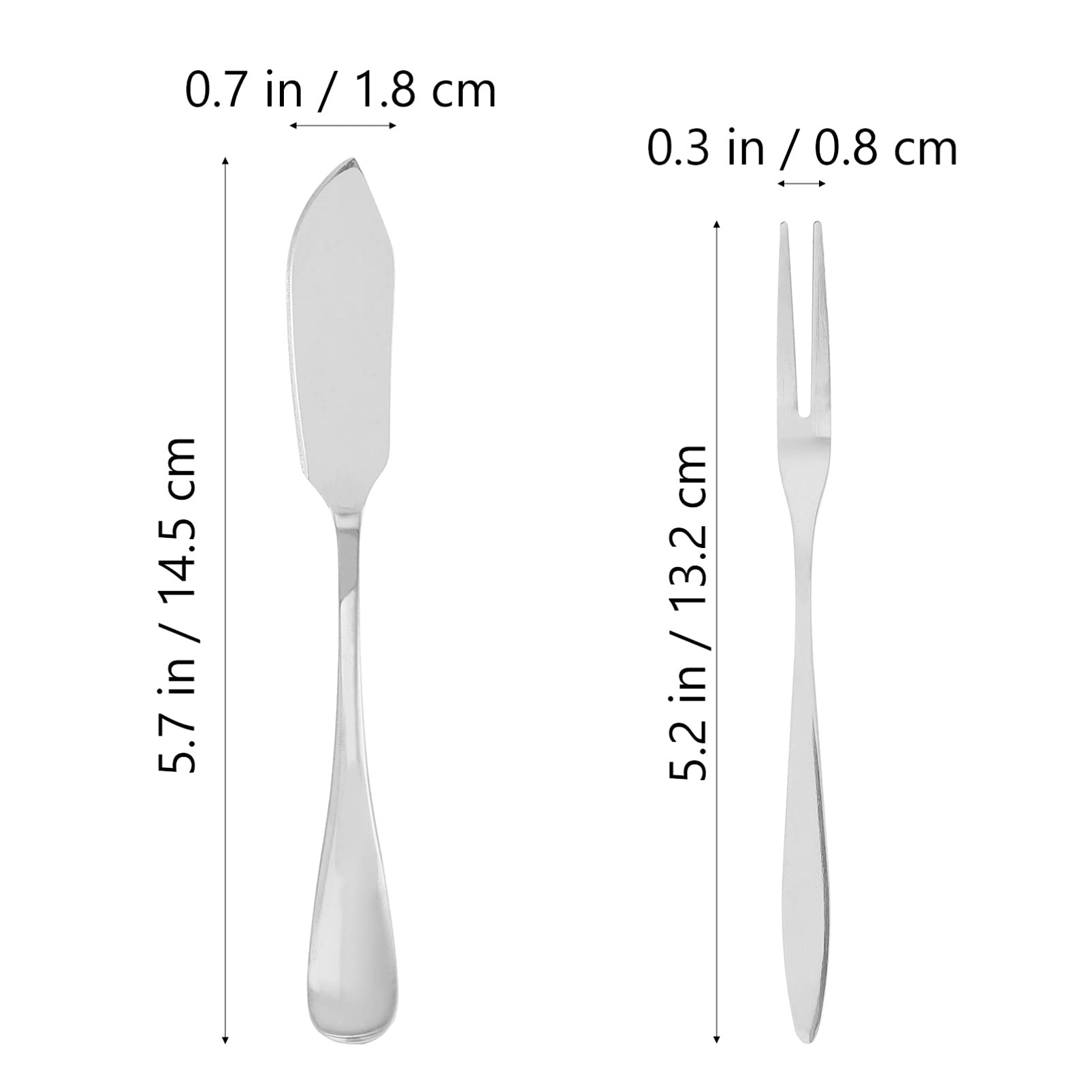 GRIRIW 1Set Stainless Steel Butter Knives and Fruit Forks Silverware for Fruits Desserts and Cheese for Parties and Banquets