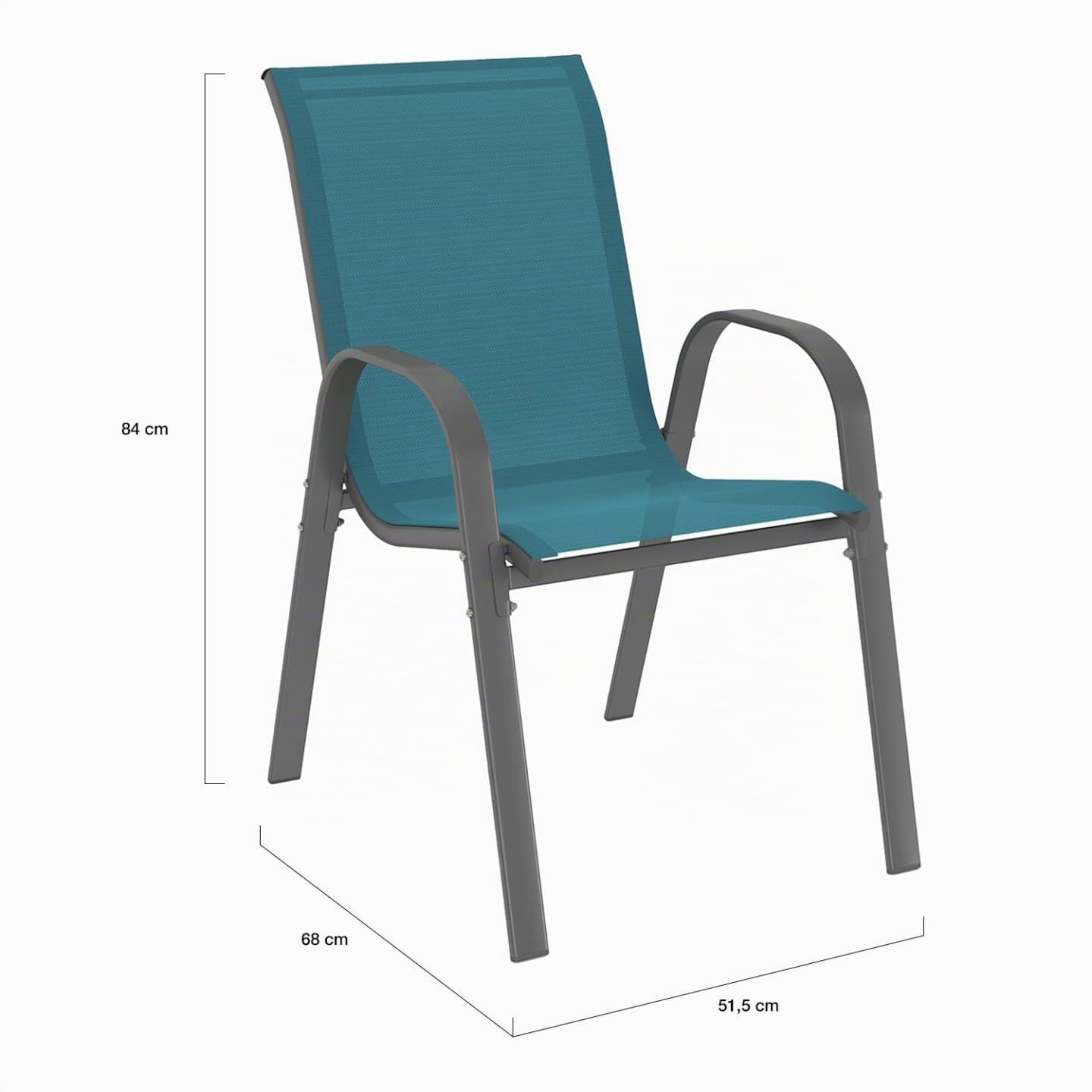 IDMarket – Salón de jardín Madrid Mesa 150 cm y 6 sillas apilables azul pato
