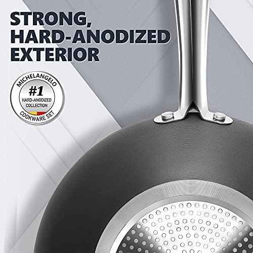 Michelangelo Nonstick Wok With Lid, Hard Anodized Wok Pan, Induction Wok 12 Inch, Large Wok Pan With Flat Bottom, Cooking Wok With Steamer Rack & Fry Basket, Woks And Stir Fry Pans - 5 Quart #TOP1