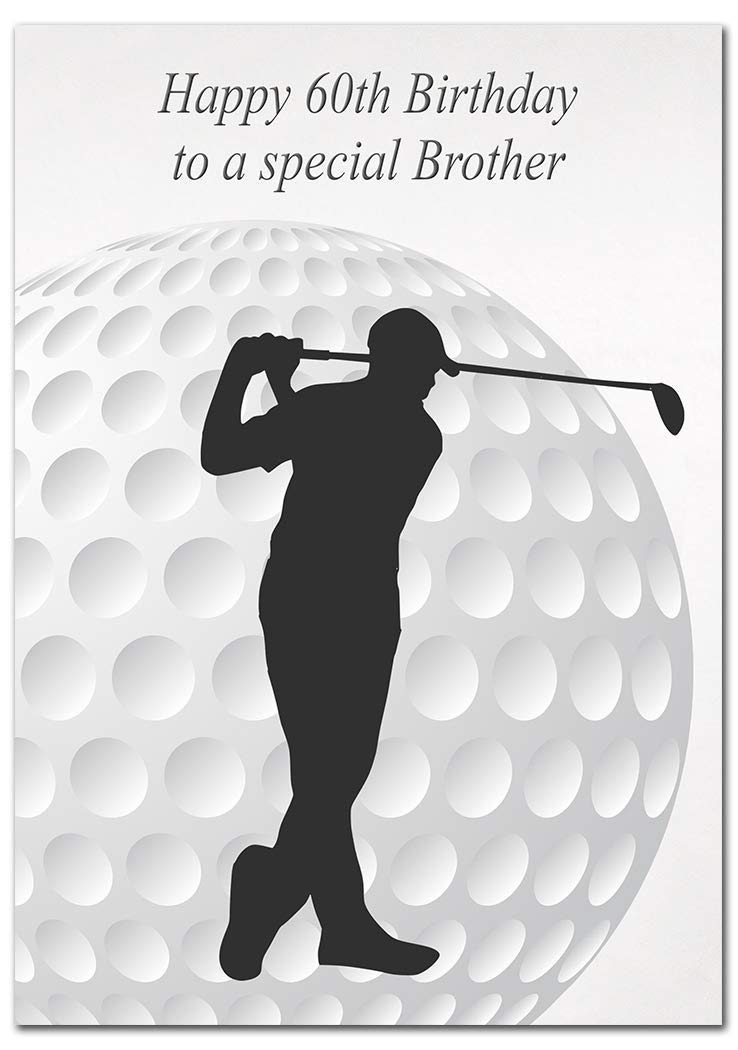 Extra Large Brother 60th Birthday Card - XL Big thick A4 size - Cool Golf Sports Golfing Golfer Art - Special Age Year Traditional Greeting - Huge Happy Wishes Him Men Male - UK Eco-Friendly — image 1