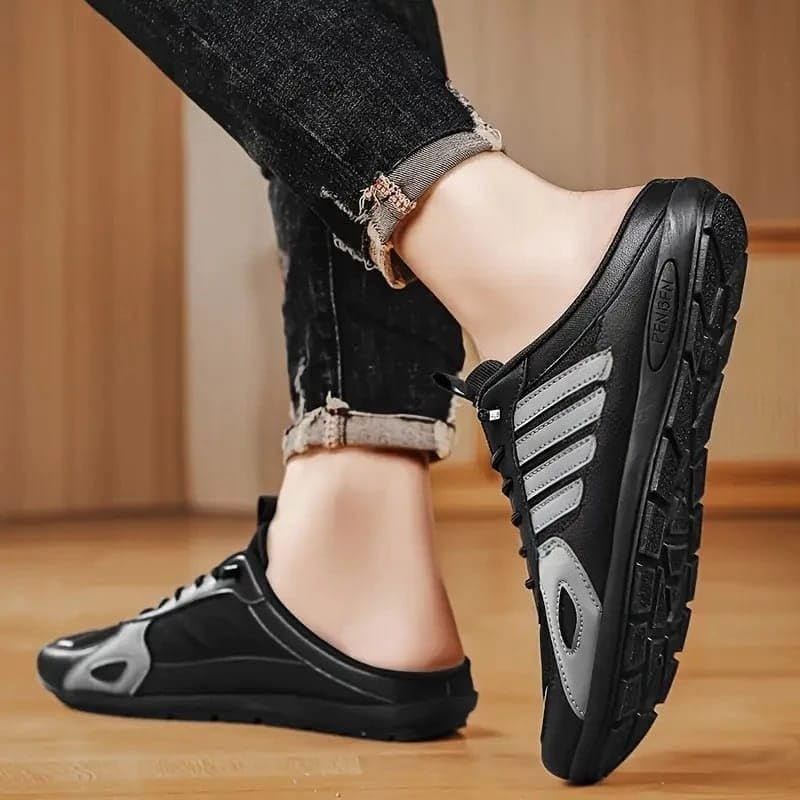 Image of BLUE POP Men's Half Shoe Sneaker Mules, Lace-Up Backless Loafers