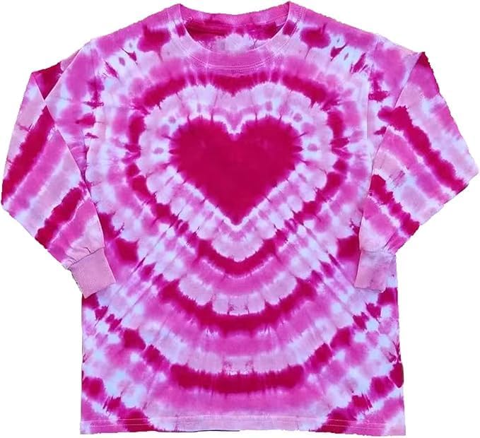 Valentine Shirts Women Valentine's Day Shirt Tie Dye Heart Graphic Long Sleeve Tshirt Casual Crewneck Holiday Tee Tops