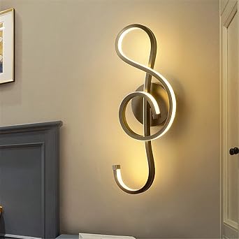 Treble Clef Minimalist Style Wall Light LED Ambient Wall Mount Lamp Sconce Light Indoor Decoration -Black, Warm Light