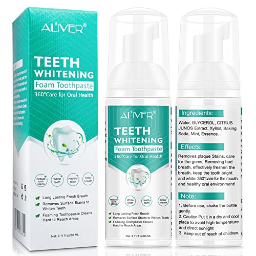 Zahnpasta, (2 stücke) Schaumzahncreme für schmerzempfindliche Zähne, Fluoridfrei-Zahnpasta, Whitening Anti Karies Tiefenreinigungsgummi Zahnreinigungsschaum FluorideNaturformulierung