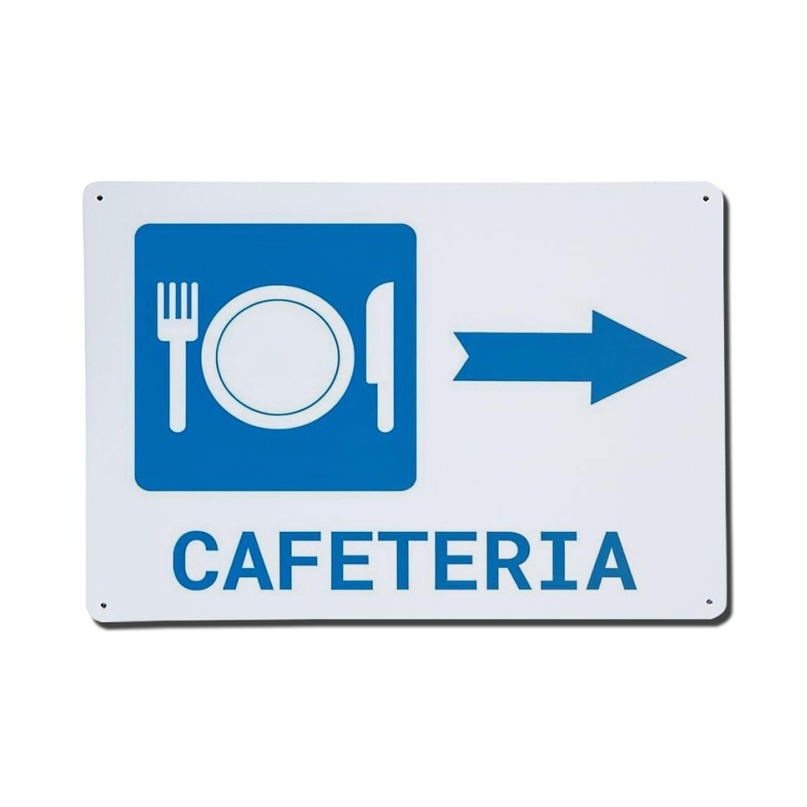 Blue Square Plate Fork Knife Arrow Cafeteria Retro Metal Tin Sign, Vintage Metal Poster for Home, Gaming Room, Studio Workshop,Bar,Garage Wall Art Decor 8x12 Inch
