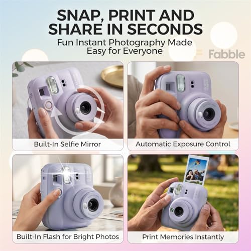 Image of FUJIFILM INSTAX MINI 13 Instant Film Camera Dreamy Purple Bundle with Caiul Groovy Case, INSTAX Mini Twin Pack Film 20 Exposures, Automatic Exposure, Close-Up Mode, Selfie Mirror