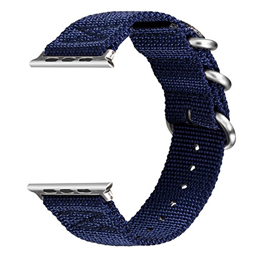 VIGOSS Band for 44mm Apple Watch Bands 42mm, Woven Nylon NATO iWatch Bands Soft Replacement Strap with Metal Ring Buckle Bracelet for Apple Watch Series 4 3 2 1 Sport (Navy Blue,42mm/44mm)