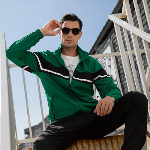 Image of LBL Leading the Better Life Men's Sweat Suit 2 Piece Outfit Casual Contrast Sports Jogging Tracksuits Set