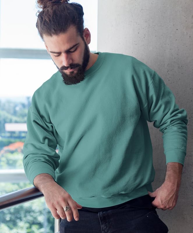 Image of New Men Modern Long Sleeve Sweatshirt Lightweight Comfortable Relaxed Fit Stylish Pullover Plain@1 Parent