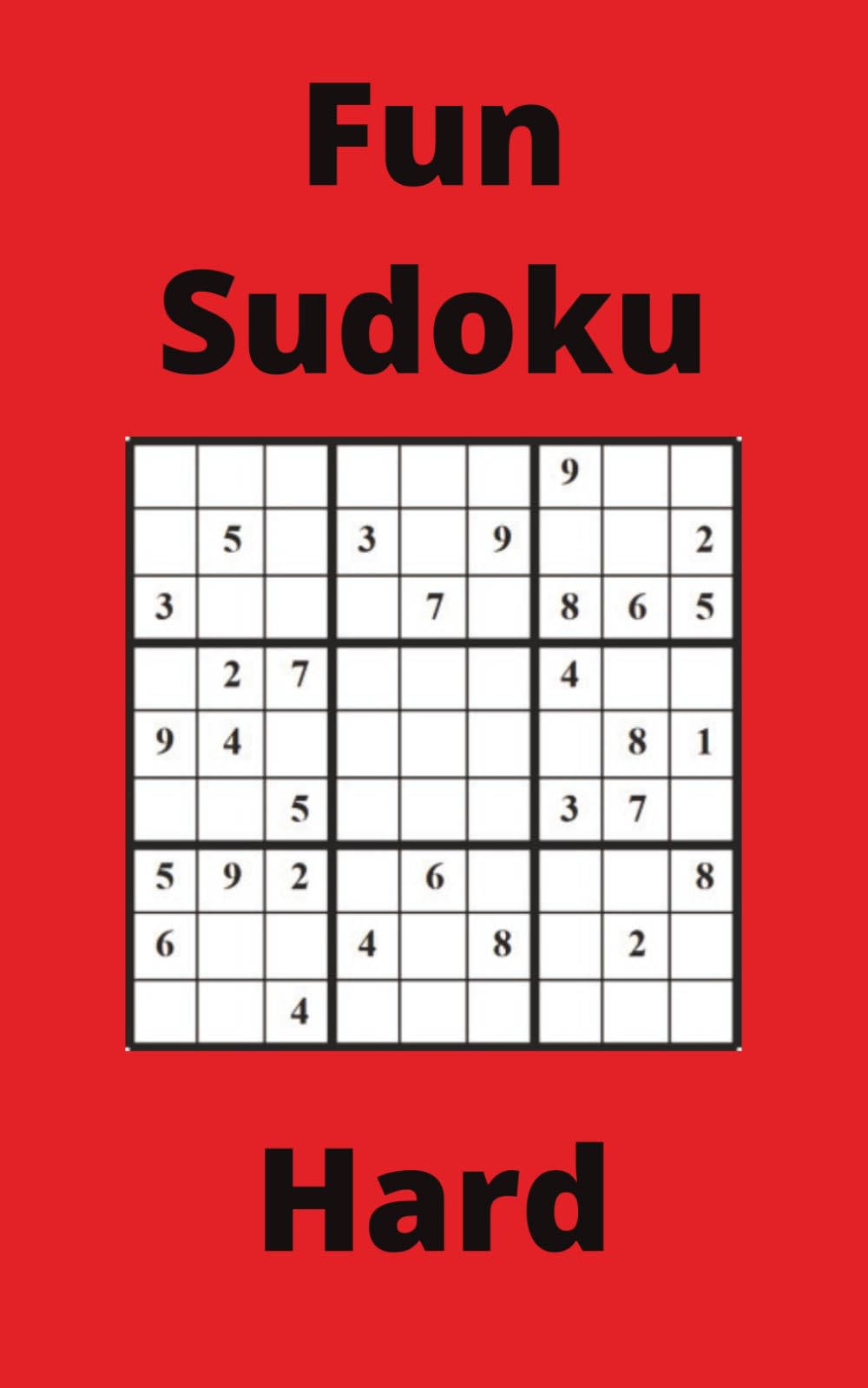 Red Fun Sudoku Book, 9x9 Puzzles, 300 Pages, 5x8, Hard