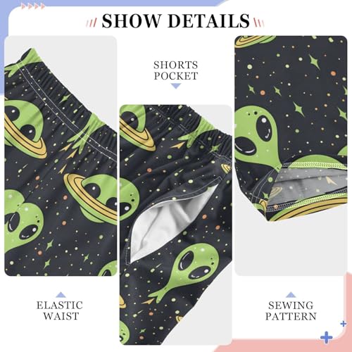 Pajama Pants Green Aliens Space PJ Bottoms Sleepwear Lounge Sleep Pant with Pockets4