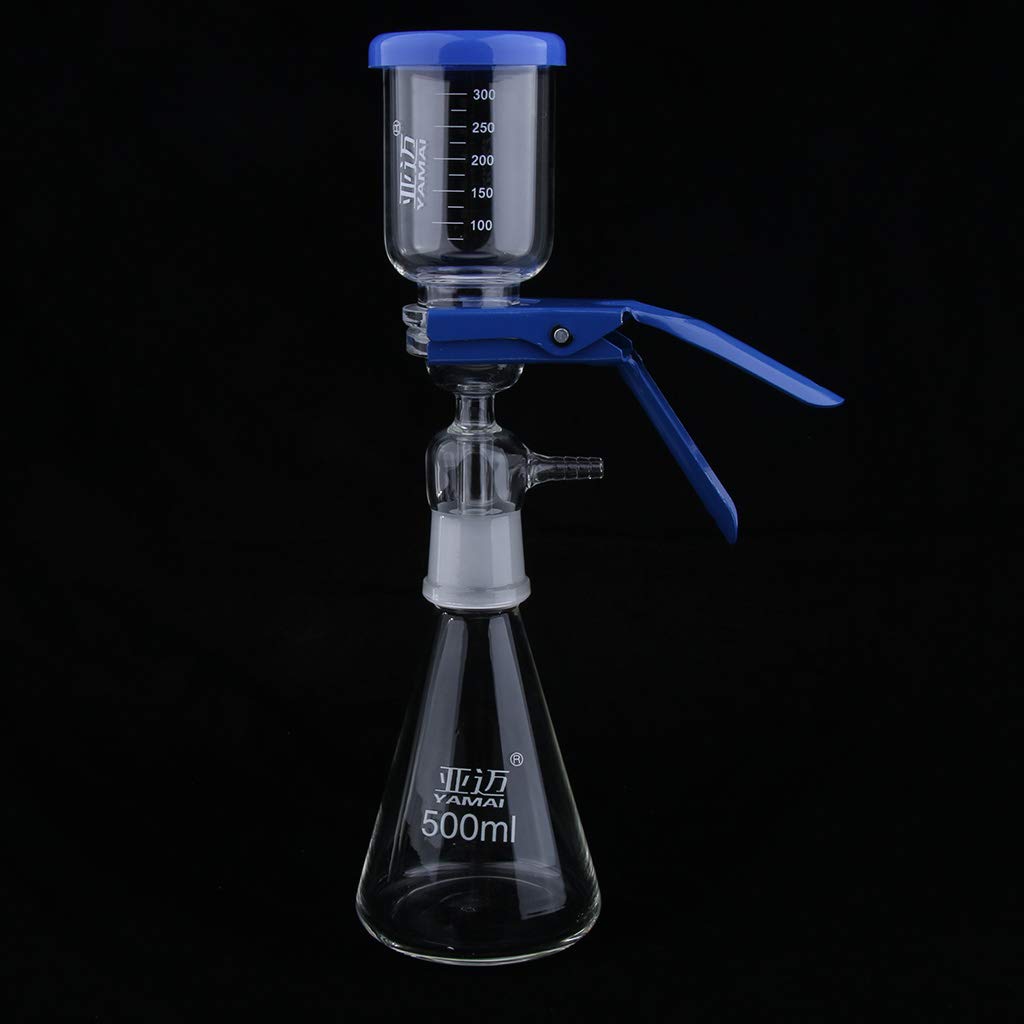 Aparato de filtración de 500 ml, unidad de filtración de laboratorio al vacío con embudo y abrazadera